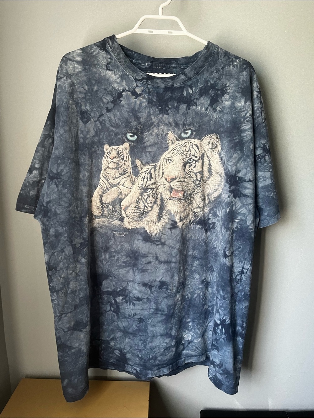 Blue Tie-Dye White Tiger Graphic Tee